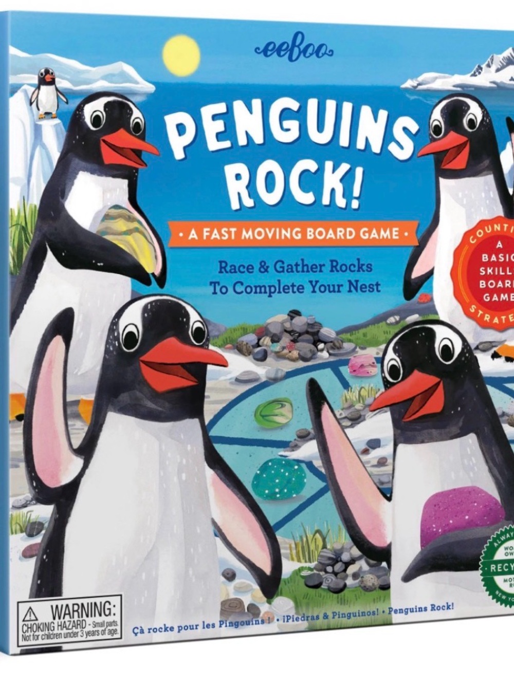 eeBoo Penguins Rock! Kids Board Game - Blue